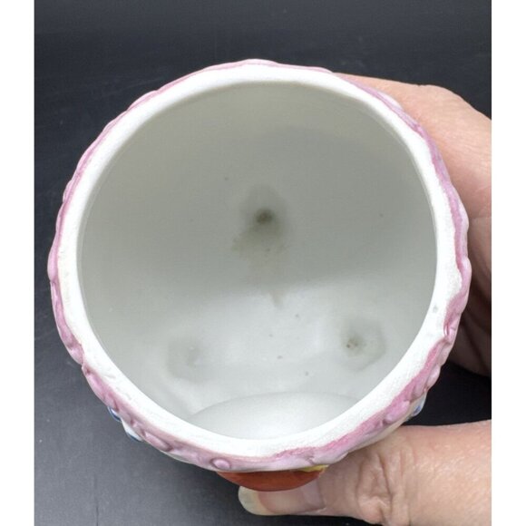 VTG Lefton Bisque Porcelain Yellow Chick Footed Egg Lidded Easter Box Trinket - Picture 5 of 10